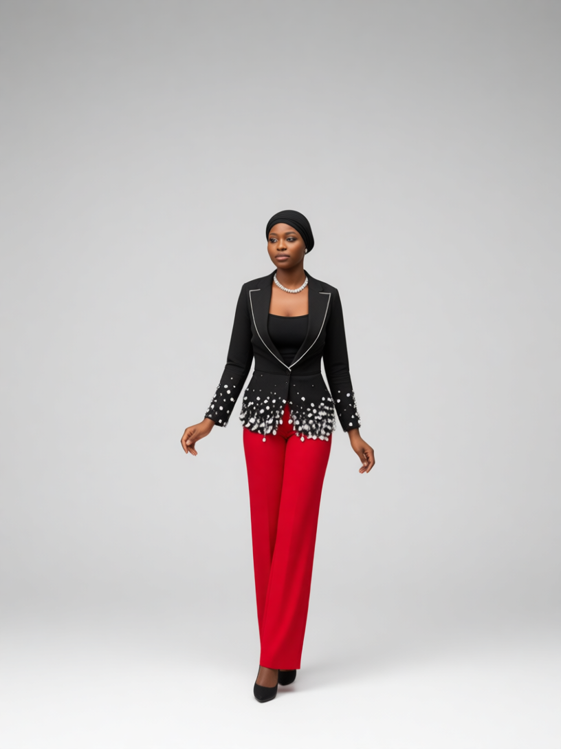  Boss lady Jacket on red pants look
